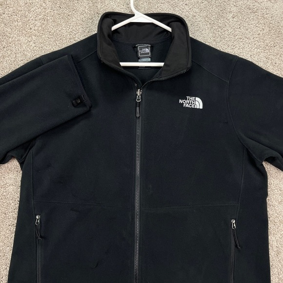 The North Face Black Fleece Jacket Full Zip Mens Size Large Logo Embroidered‎
